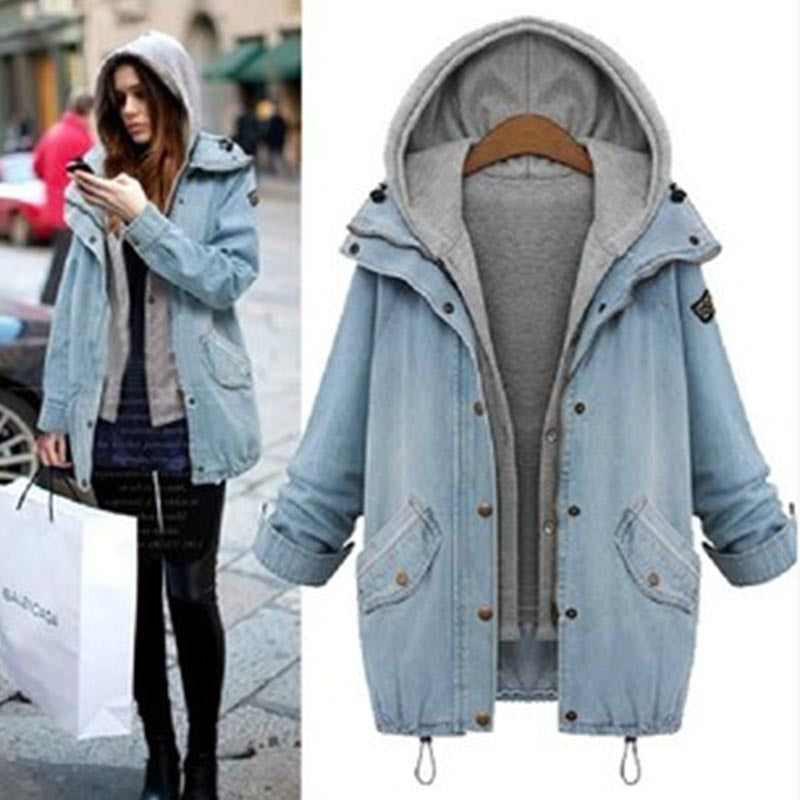 Students Denim Hooded Fleece Coat Two-piece AD0208