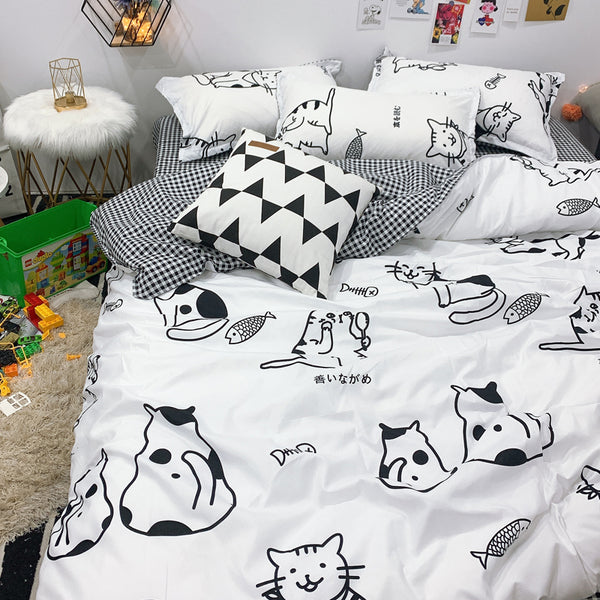 Cat Student Bed Sheet 4 Pieces AD11835