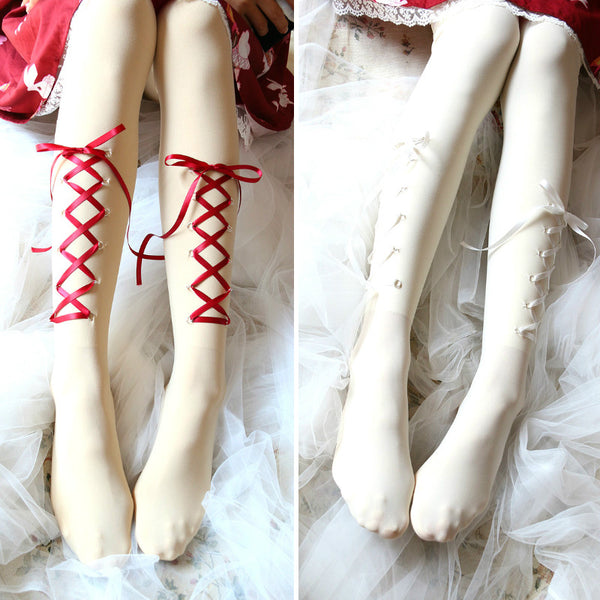Japanese Lolita Ribbon Pantyhose AD10394