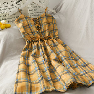 Summer Strappy Plaid Dress AD210147