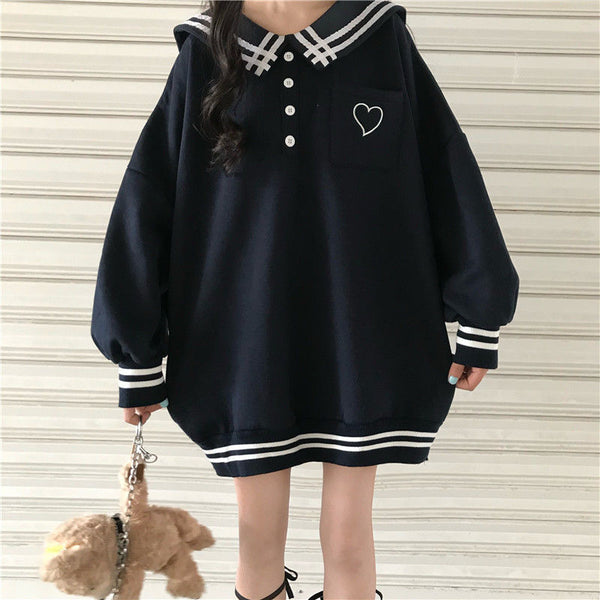 Navy Collar Sweatshirt AD10972