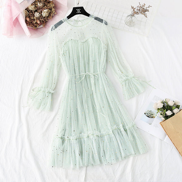 5 Colors Lace Tulle Dress AD10845