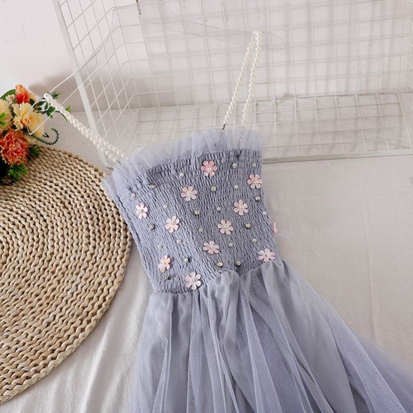 Flower Net Yarn Condole Belt + Lace Cardigan Two-piece Dress AD210119