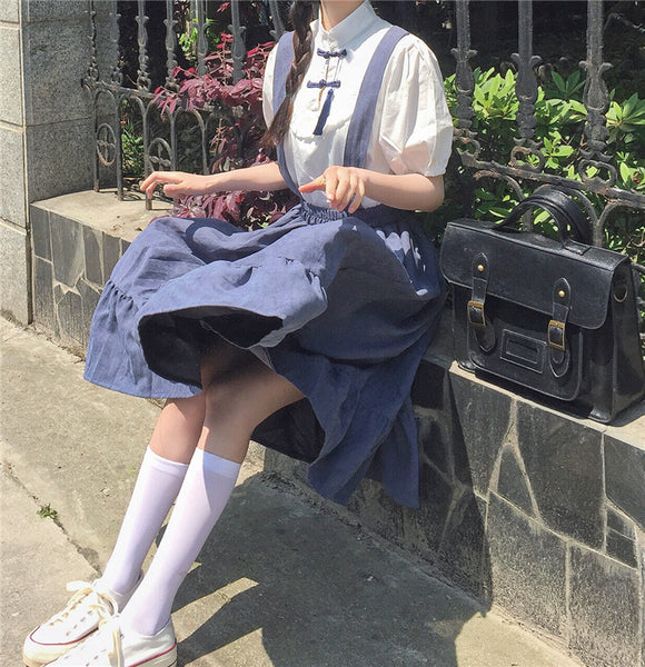 Japanese Blouse + Braces Skirt Set AD11463
