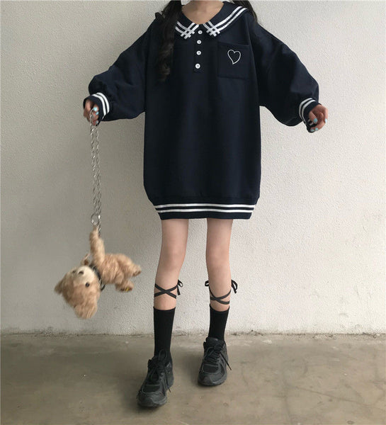 Navy Collar Sweatshirt AD10972