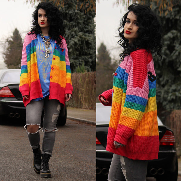 Rainbow Stripe Embroidered Sweater AD10139