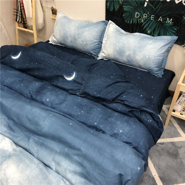 Gradient Blue Bed Sheet 4 Pieces AD11839