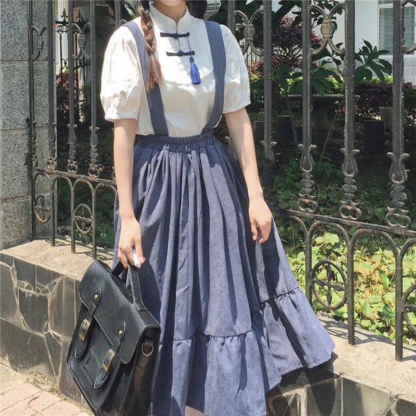 Japanese Blouse + Braces Skirt Set AD11463
