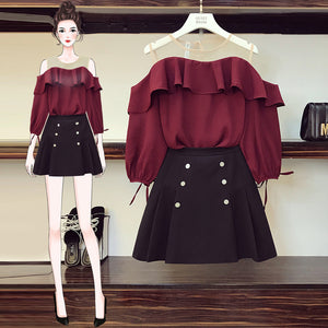Dew Shoulder Blouse + Skirt Set AD11553