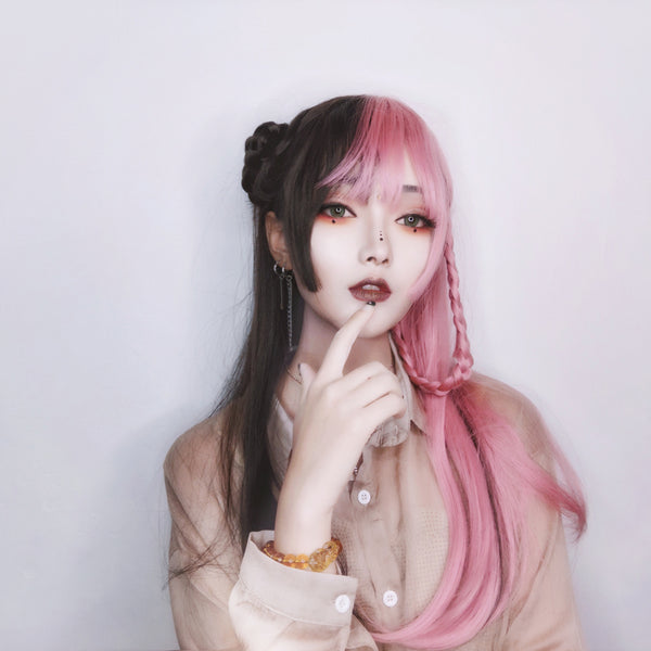 Lolita Half Black Half Pink Wig AD10915