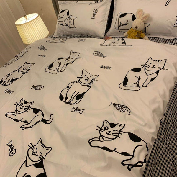 Cat Student Bed Sheet 4 Pieces AD11835