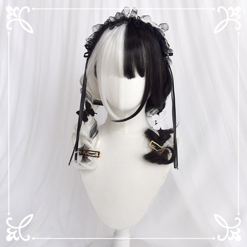 Lolita Half Black Half White Wig AD11075