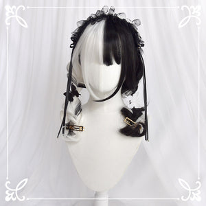 Lolita Half Black Half White Wig AD11075