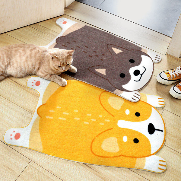 Brown/Yellow Cute Corgy Dog Carpet Mat AD210207