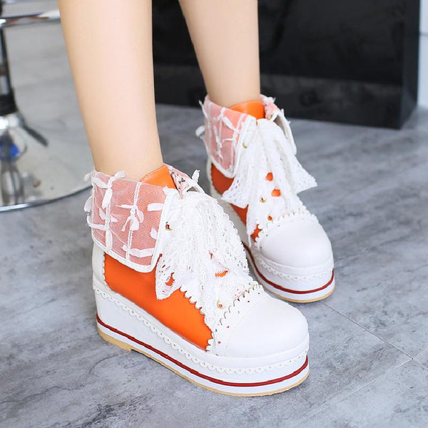 Lace Wedge Boots AD10890