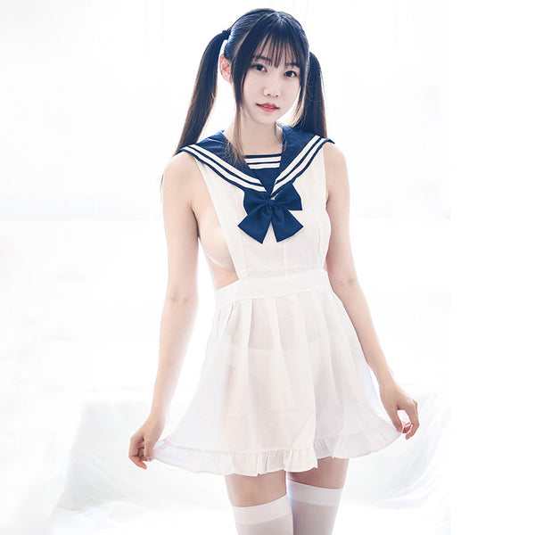 Navy Bow Backless Maid Sleepwear AD10882