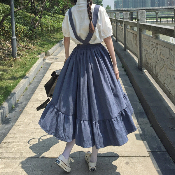 Japanese Blouse + Braces Skirt Set AD11463
