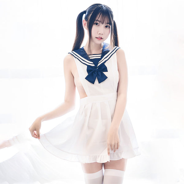 Navy Bow Backless Maid Sleepwear AD10882
