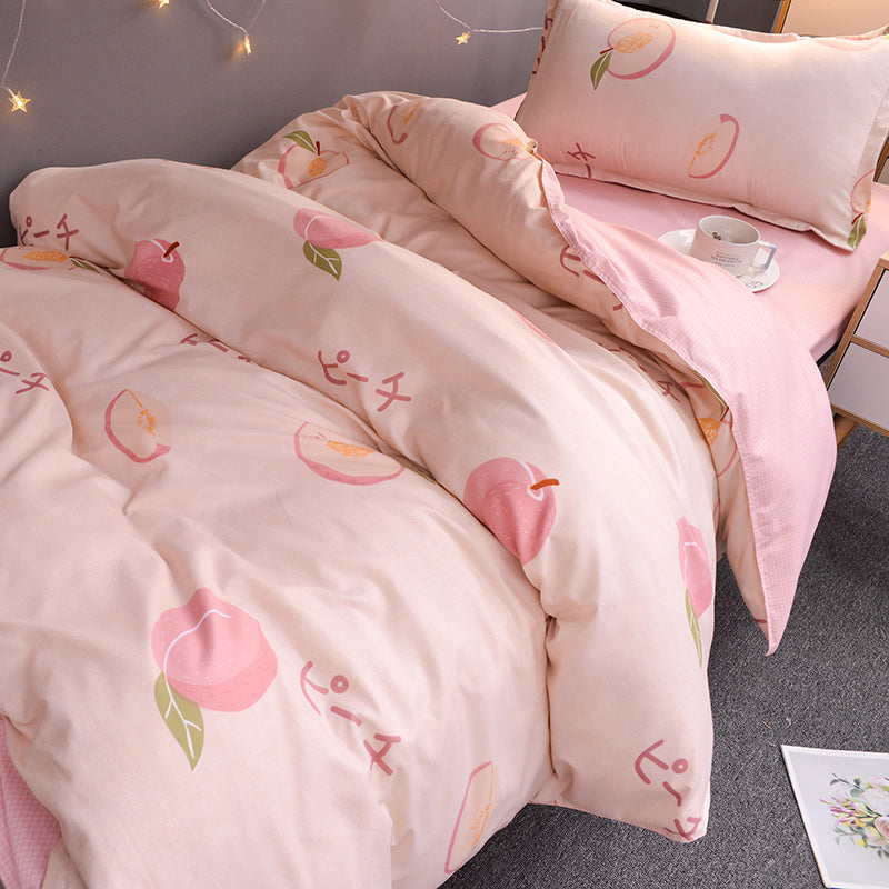 Peach Printing Bed Sheet 4 Pieces AD11837