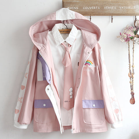 Rainbow Embroidery Hoodie Jacket AD12262