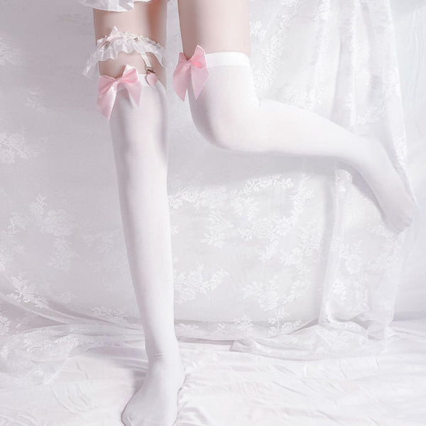 Lace Bow Stockings + Leg Ring Set AD12202