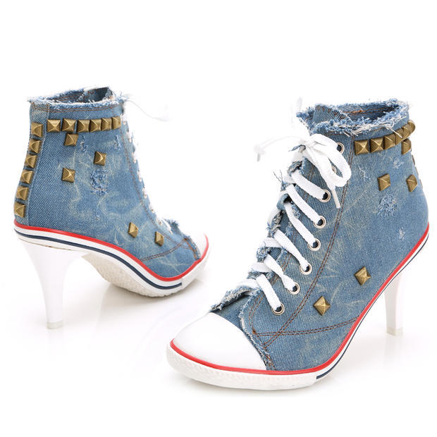 Denim High Heel Canvas Shoes AD11338