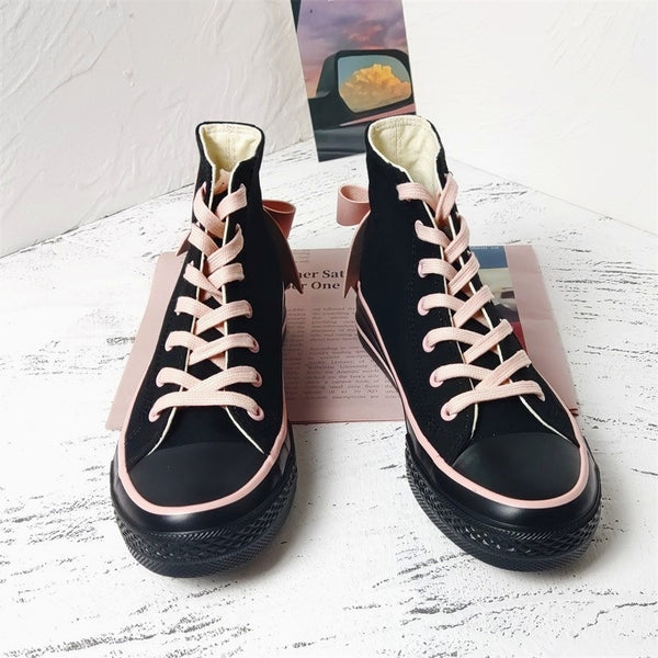 Black Pink Bow Canvas Shoes AD210058