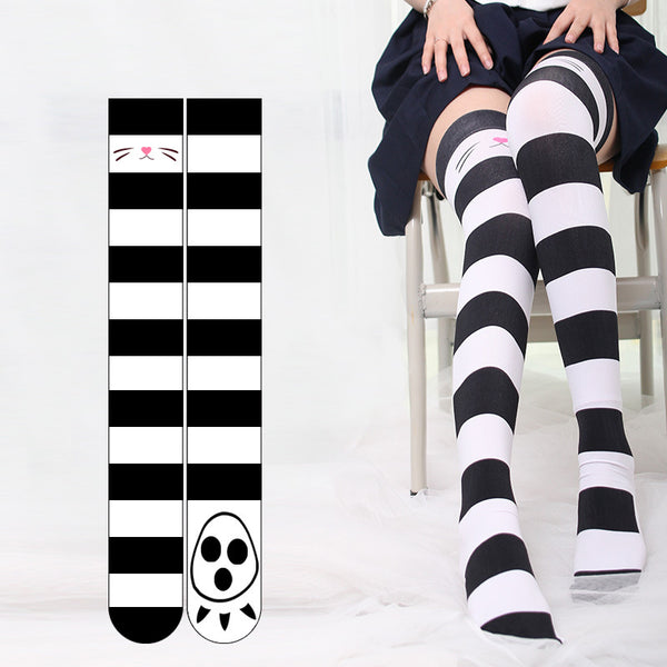Cat's Paw Stripe Knee-high Socks AD10404