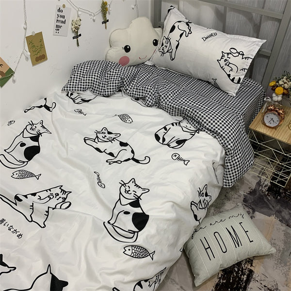 Cat Student Bed Sheet 4 Pieces AD11835