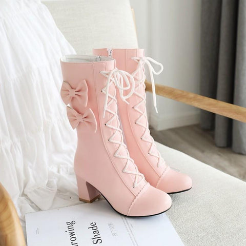 Lolita Bow Princess Heel Boots AD10485