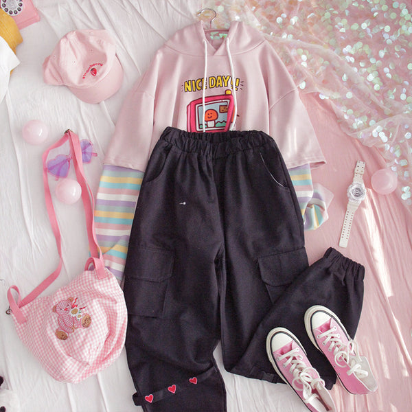 Harajuku Heart Loose Pants AD11610