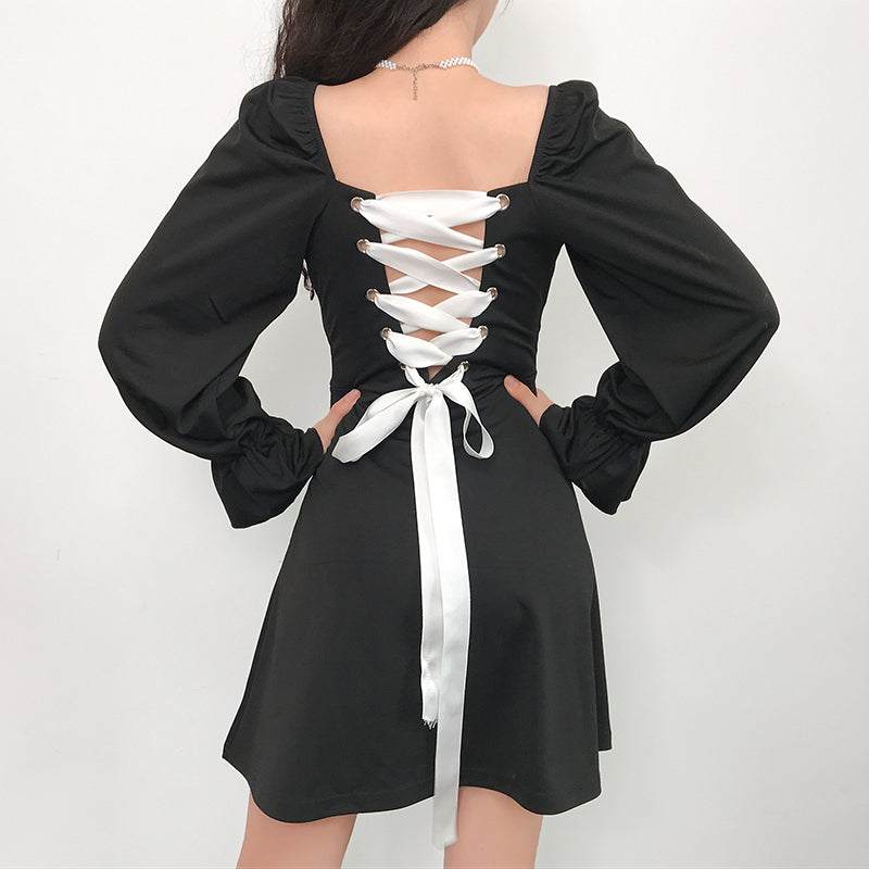 French Lace Up Dress AD10586