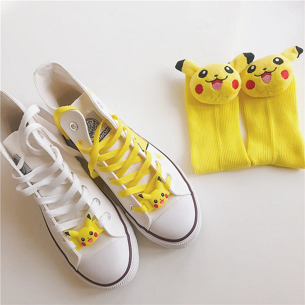 Yellow Pokemon Hand-painted Canvas Shoes AD10504