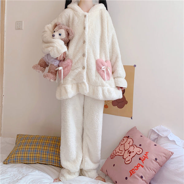 Cute Rabbit Ears Hooded Pajamas Set AD12813