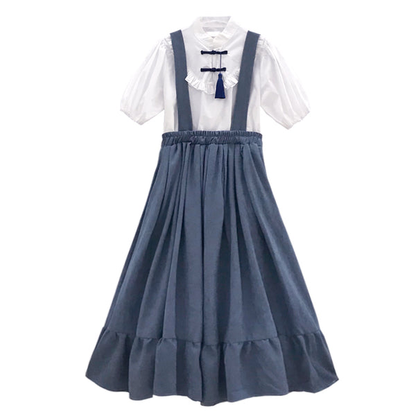 Japanese Blouse + Braces Skirt Set AD11463