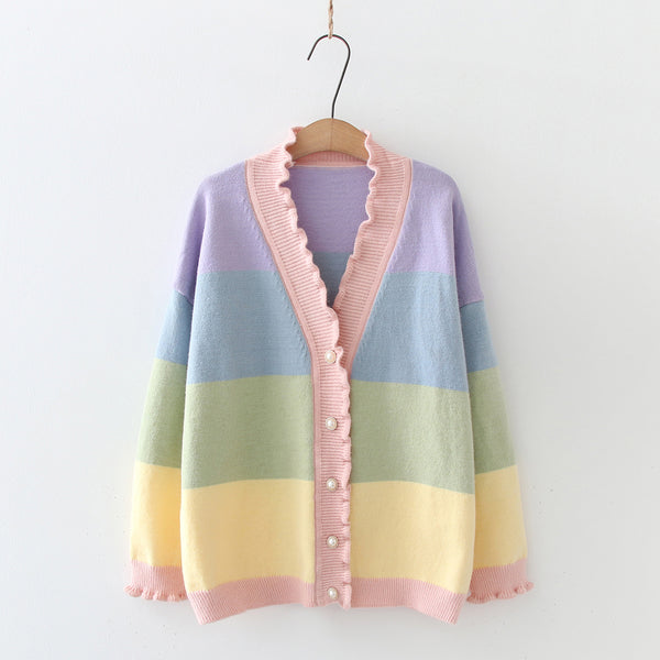 Rainbow Striped Wave Cardigan AD210069