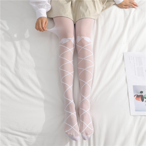 White Lolita Bowknot Pantyhose AD10393