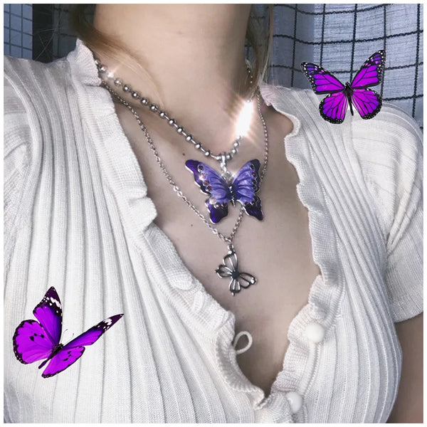Cute Vintage Butterfly Necklace AD12139