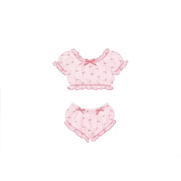 Pink/Beige Flower Pajamas Underwear AD12546