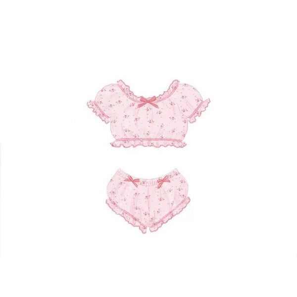 Pink/Beige Flower Pajamas Underwear AD12546