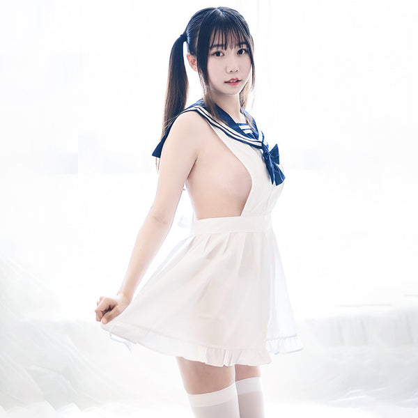 Navy Bow Backless Maid Sleepwear AD10882