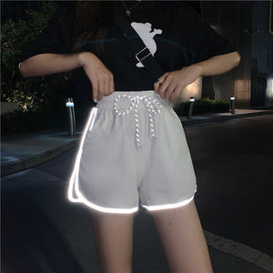 Reflective High Waist Loose Sports Shorts AD11750