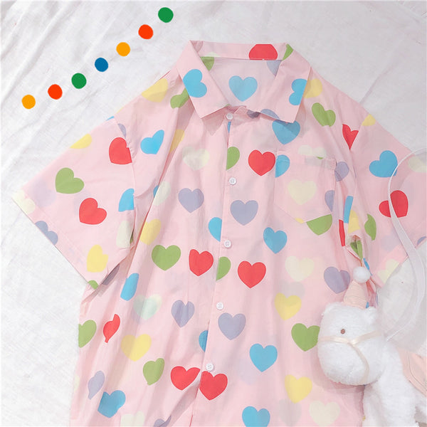 Kawaii Heart All Over Blouse AD12102