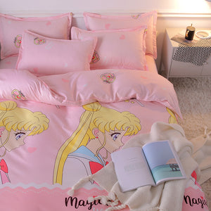Pink Sailor Moon Bed Sheet 4 Pieces AD11857
