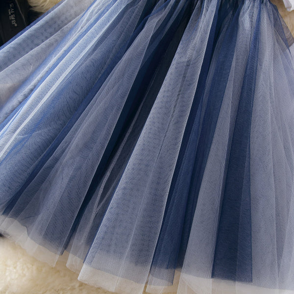 Denim Net Yarn Skirt Outfit AD10822