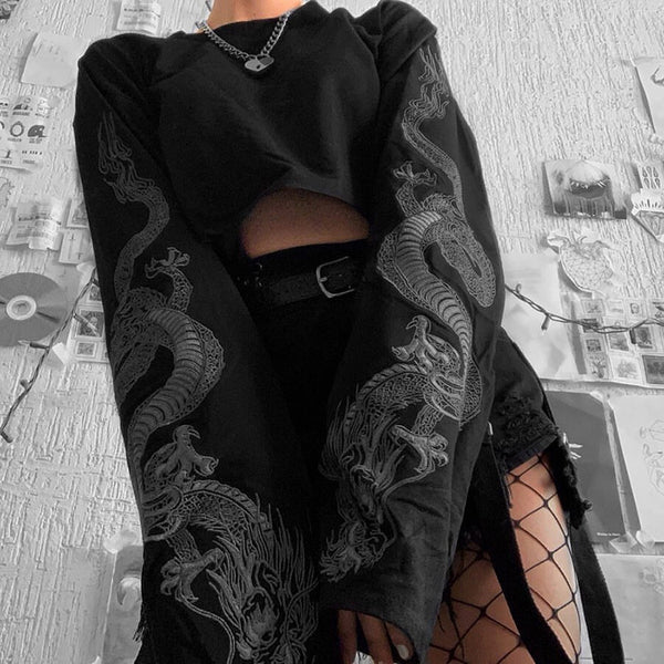 Dragon Embroidery Sleeve Sweatshirt AD11477