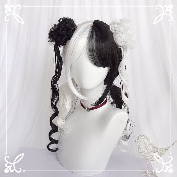 Lolita Half Black Half White Wig AD11075