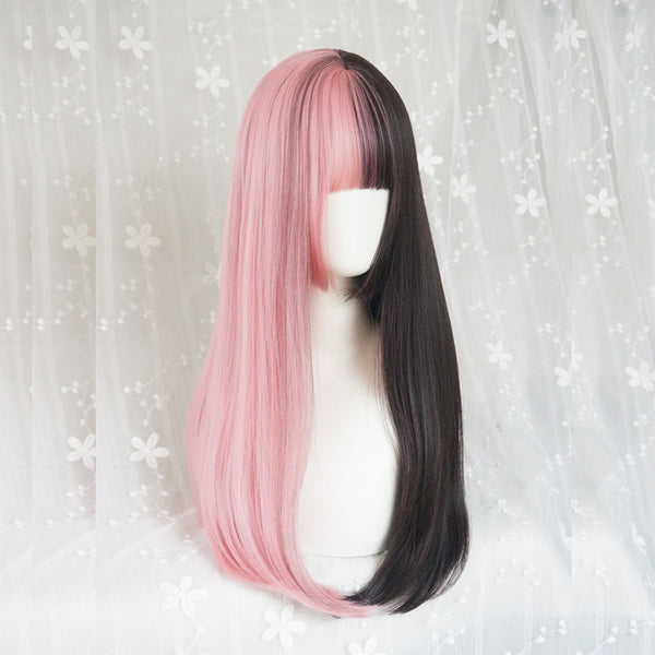 Lolita Half Black Half Pink Wig AD10391