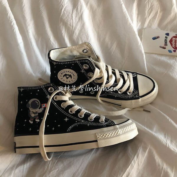 Astronauts Hand-painted Canvas Shoes AD11026