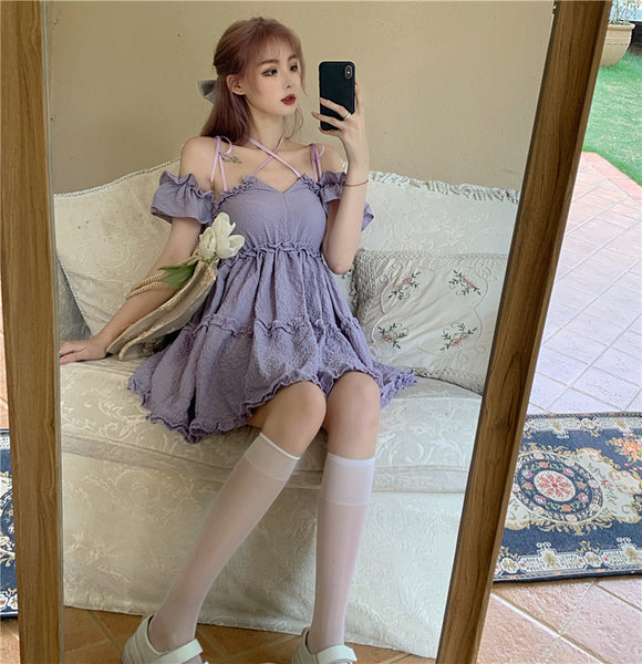 Gothic Off Shoulder Strap Backless Dresses AD11308